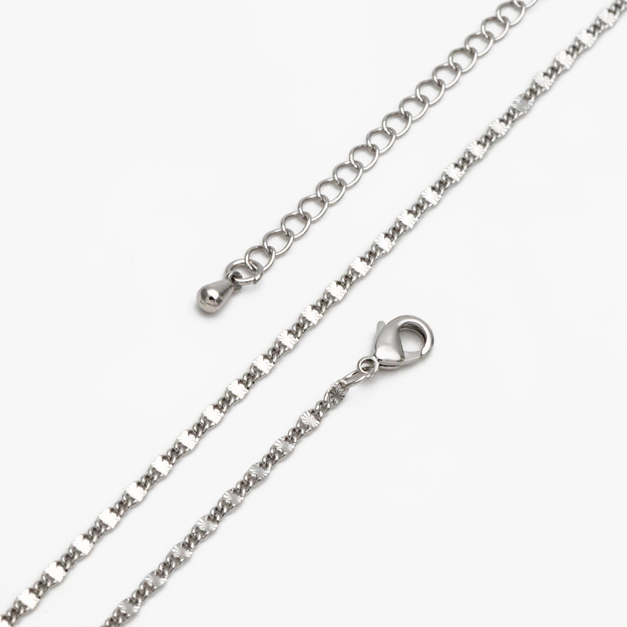 Gold/ Silver Tone Flat Curb Chain, Finished Bracelet/ Anklet/ Necklace with Adjustable Extender, Ready to Wear (#LK-328)